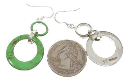 Southwest Sterling Silver Gaspeite Hook Earrings ZW61593
